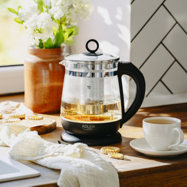 Adler Kettle | AD 1299 | Electric | 2200 W | 1.5 L | Glass | 360 rotational base | Black