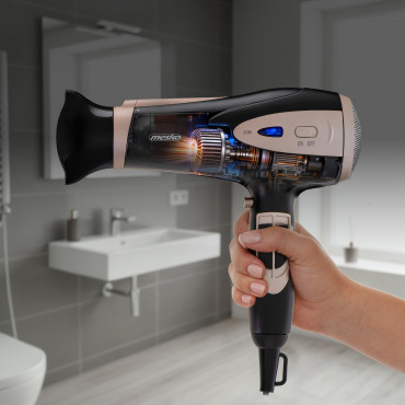 Mesko Hair Dryer | MS 2287 | 2200 W | Number of temperature settings 3 | Diffuser nozzle | Black/Champagne