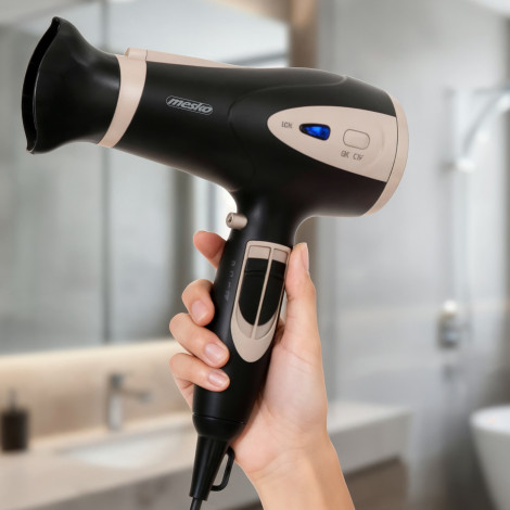 Mesko Hair Dryer | MS 2287 | 2200 W | Number of temperature settings 3 | Diffuser nozzle | Black/Champagne