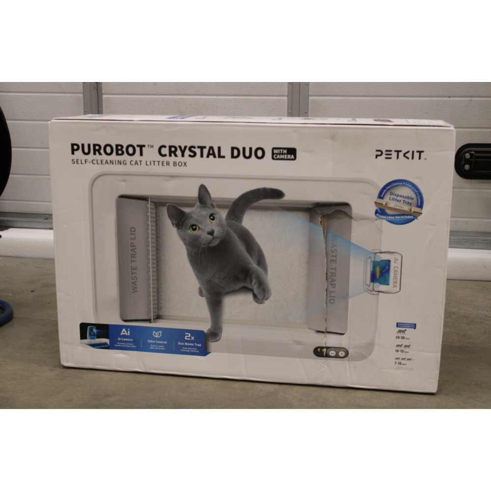 SALE OUT. PETKIT Purobot Crystal Duo with Camera Self-Cleaning Cat Litter Box | White | DAMAGED PACKAGING