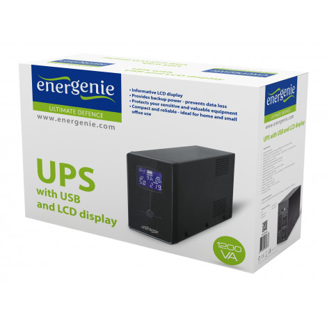 EnerGenie | UPS with USB and LCD display, Black | 1200 VA