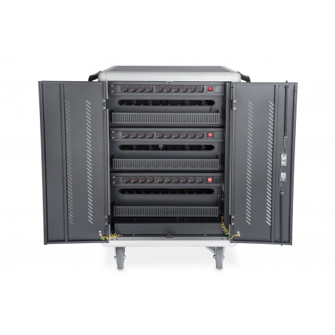 Digitus | Black | Charging Trolley 30 Notebooks / Tablets up to 16" | Pressure lock system with swiveling lever handle on the fr