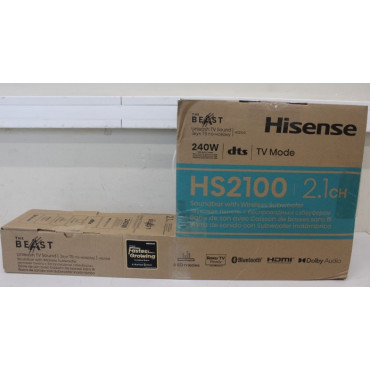 SALE OUT. Hisense HS2100 Soundbar System | Hisense Soundbar System | HS2100 | USB port | DAMAGED PACKAGING | AUX in | Bluetooth