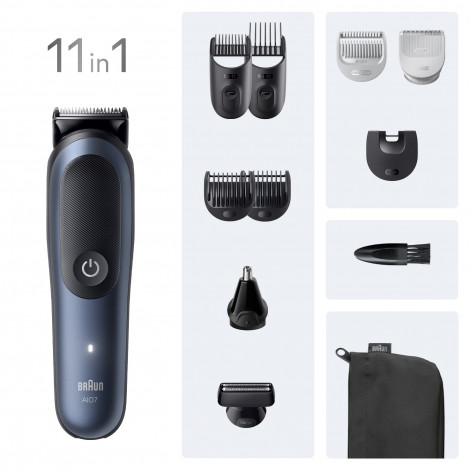 Braun 11in1 Grooming Kit | All-in-One Series 7 AIO7540 | Cordless | Number of length steps 14 | Black/Blue