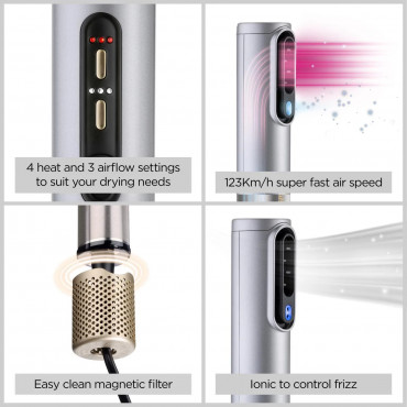 BABYLISS | Hair styling comb | Air Wand AS6555E | Ion conditioning | Number of heating levels 4 | 1600 W | Chrome