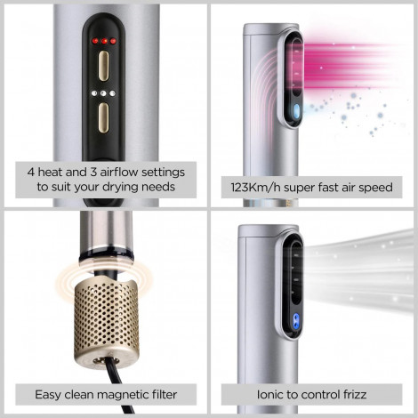 BABYLISS | Hair styling comb | Air Wand AS6555E | Ion conditioning | Number of heating levels 4 | 1600 W | Chrome