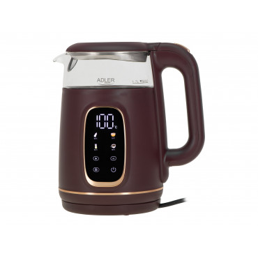 Adler Kettle with LED Display | AD 1305 | Electric | 2200 W | 1.7 L | Plastic | 360 rotational base | Burgundy