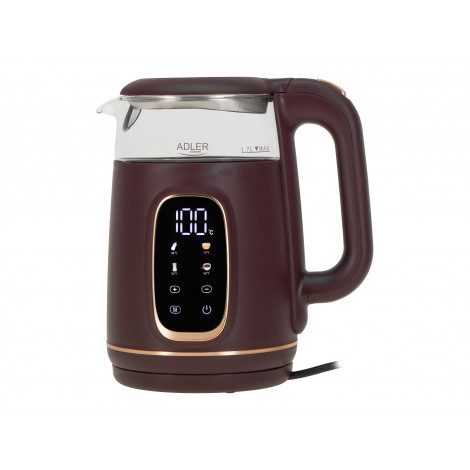 Adler Kettle with LED Display | AD 1305 | Electric | 2200 W | 1.7 L | Plastic | 360 rotational base | Burgundy