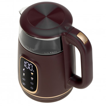 Adler Kettle with LED Display | AD 1305 | Electric | 2200 W | 1.7 L | Plastic | 360 rotational base | Burgundy