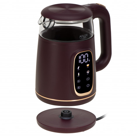 Adler Kettle with LED Display | AD 1305 | Electric | 2200 W | 1.7 L | Plastic | 360 rotational base | Burgundy