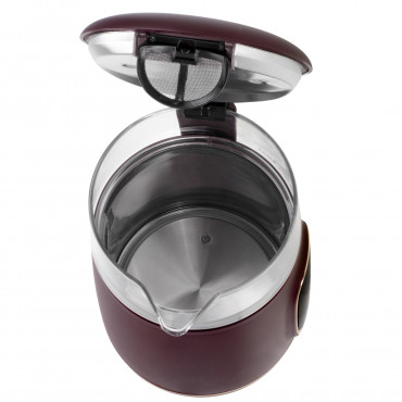 Adler Kettle with LED Display | AD 1305 | Electric | 2200 W | 1.7 L | Plastic | 360 rotational base | Burgundy