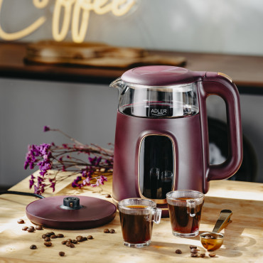 Adler Kettle with LED Display | AD 1305 | Electric | 2200 W | 1.7 L | Plastic | 360 rotational base | Burgundy