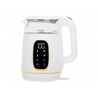Adler Kettle with LED Display | AD 1305 | Electric | 2200 W | 1.7 L | Plastic | 360 rotational base | White/Gold