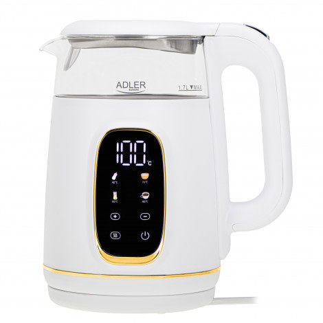 Adler Kettle with LED Display | AD 1305 | Electric | 2200 W | 1.7 L | Plastic | 360 rotational base | White/Gold