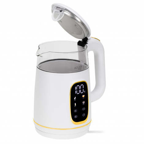 Adler Kettle with LED Display | AD 1305 | Electric | 2200 W | 1.7 L | Plastic | 360 rotational base | White/Gold
