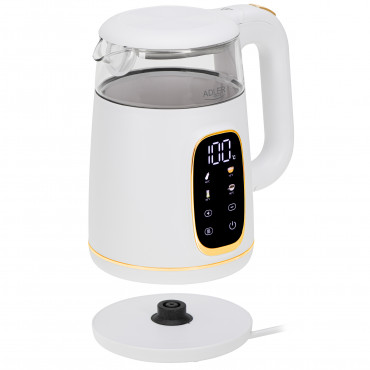 Adler Kettle with LED Display | AD 1305 | Electric | 2200 W | 1.7 L | Plastic | 360 rotational base | White/Gold