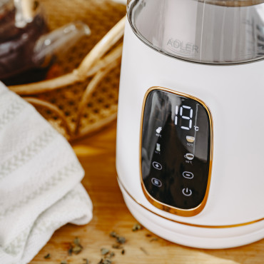 Adler Kettle with LED Display | AD 1305 | Electric | 2200 W | 1.7 L | Plastic | 360 rotational base | White/Gold