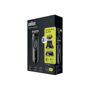 Braun Shave&Style Shaver | 3000BT Series 3 | Operating time (max) 45 min | NiMH | Black