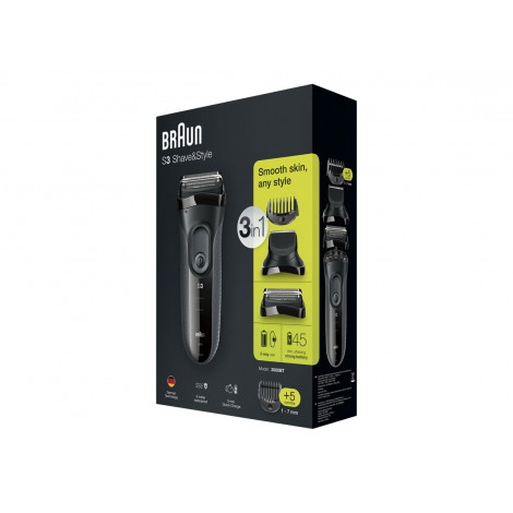 Braun Shave&Style Shaver | 3000BT Series 3 | Operating time (max) 45 min | NiMH | Black