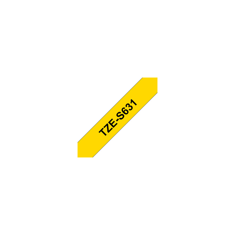Brother | TZe-S631 Strong Adhesive Laminated Tape | Black on Yellow | TZe | 8 m | 1.2 cm