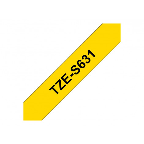 Brother | TZe-S631 Strong Adhesive Laminated Tape | Black on Yellow | TZe | 8 m | 1.2 cm