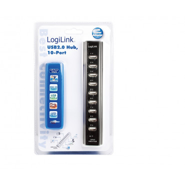 Logilink | USB 2.0 Hub-10 port whit power adapter