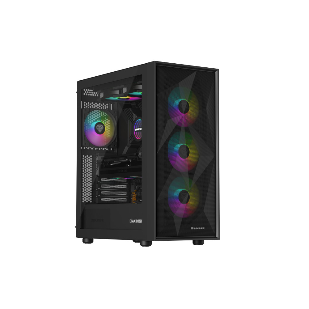 Genesis Gaming PC Case | Diaxid 605 ARGB | Black | Midi Tower | Power supply included No