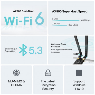 TP-Link Archer TX10E AX900 Wi-Fi 6 Bluetooth PCIe Adapter | TP-LINK