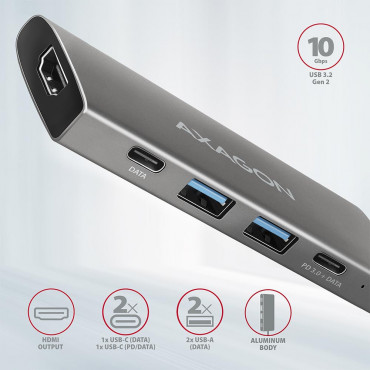 AXAGON | USB-C 10Gbps SPEEDSTER 5in1 hub (rev2.0) | HMC-5G2 | HDMI ports quantity 1