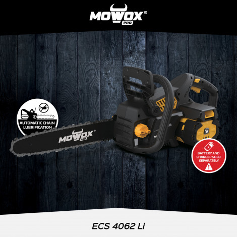 MoWox | Excel Series Hand Held Battery Chain Saw With Toolless Saw Chain Tension System (Without Battery and Charger) | ECS 4062