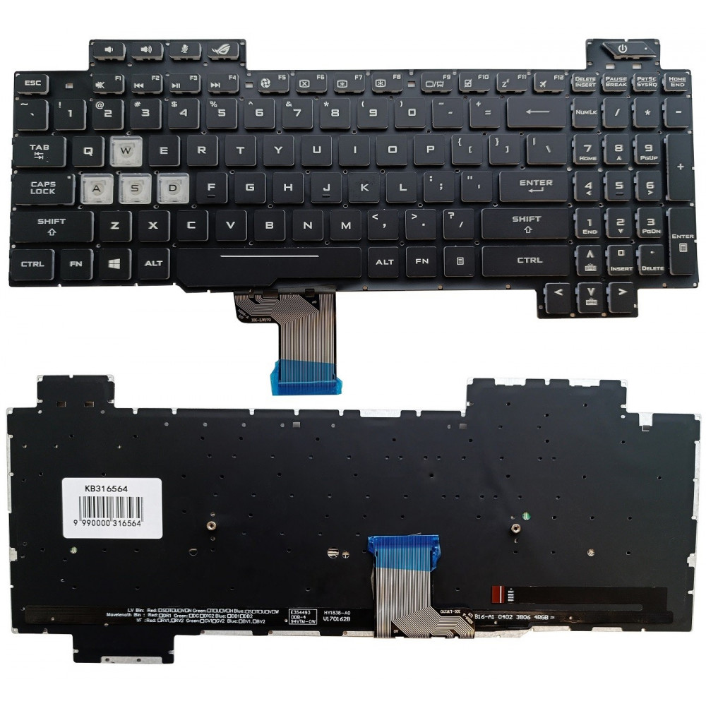 Klaviatūra ASUS Rog Strix Scar GL504, su RGB pašvietimu, US