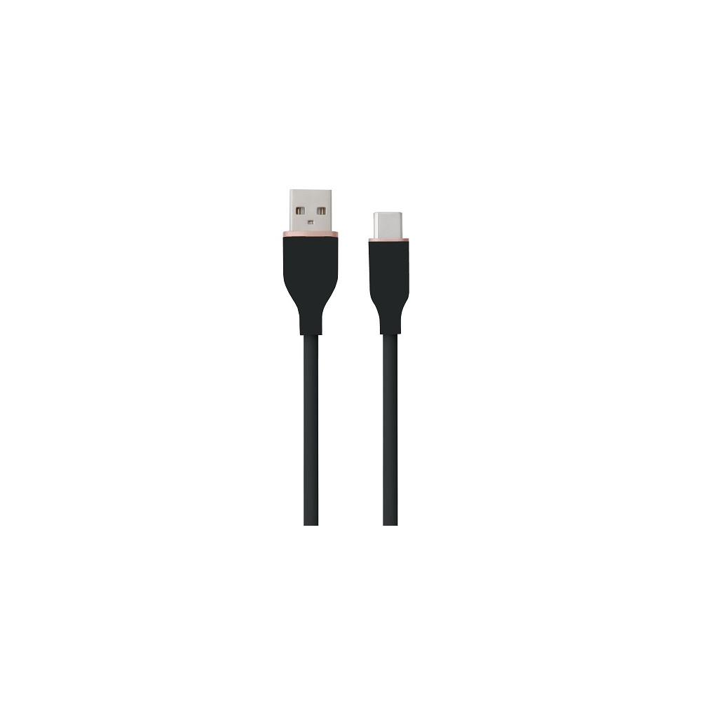 Silikoninis kabelis USB Type-A - Type-C (juodas, 3m)