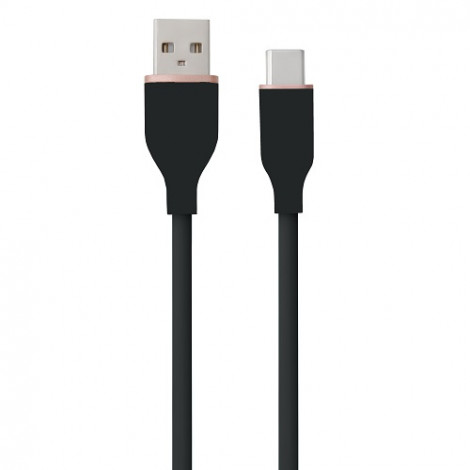 Silikoninis kabelis USB Type-A - Type-C (juodas, 3m)