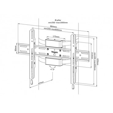 Neomounts WL30S-910BL16 TV pillar mount 40-75" - fixed - lockable - diam. 25-100 cm | Neomounts