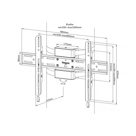 Neomounts WL30S-910BL16 TV pillar mount 40-75" - fixed - lockable - diam. 25-100 cm | Neomounts