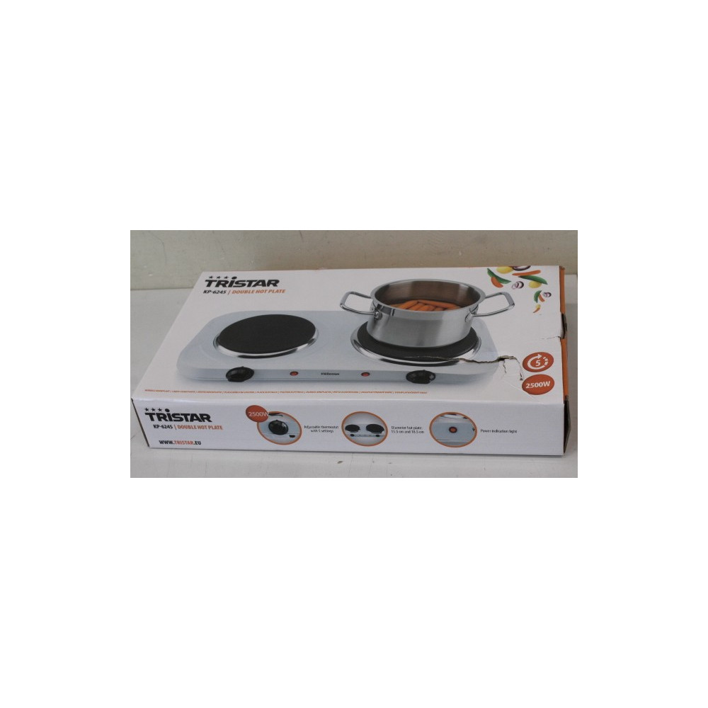 SALE OUT. Tristar Free standing table hob | KP-6245 | Number of burners/cooking zones 2 | Rotary | White | DAMAGED PACKAGING | E