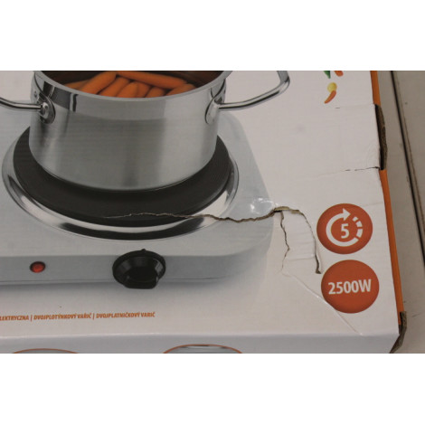 SALE OUT. Tristar Free standing table hob | KP-6245 | Number of burners/cooking zones 2 | Rotary | White | DAMAGED PACKAGING | E