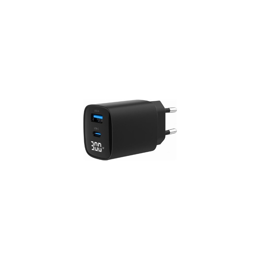 Gembird TA-UC-PDQC30LCD-BK-01 2-port 30W USB fast charger, LCD, black | Gembird