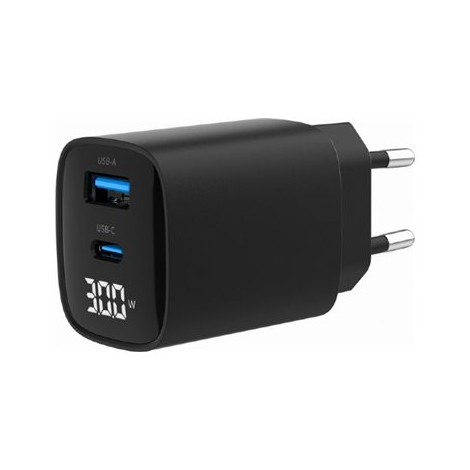 Gembird TA-UC-PDQC30LCD-BK-01 2-port 30W USB fast charger, LCD, black | Gembird