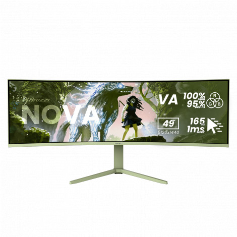 Arozzi Nova | 49 " | VA | 32:9 | 165 Hz | 4 ms | 5120 x 1440 pixels | 350 cd/m | HDMI ports quantity 2 | Forest Green