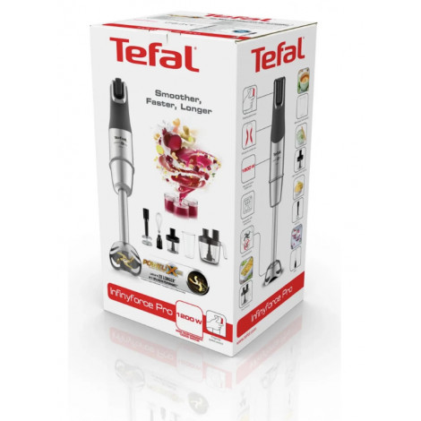 TEFAL | Blender | Infinity Force Pro 5in1 HB95LD38 | Hand Blender | 1200 W | Number of speeds Variable | Black/Stainless steel