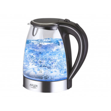 Adler | Kettle | AD 1225 | Standard | 2000 W | 1.7 L | Glass | 360 rotational base | Transparent/Stainless steel