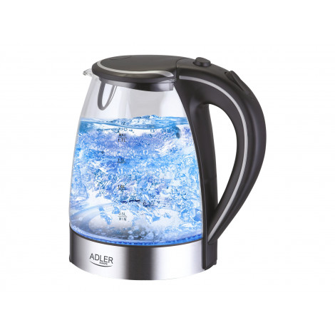 Adler | Kettle | AD 1225 | Standard | 2000 W | 1.7 L | Glass | 360 rotational base | Transparent/Stainless steel
