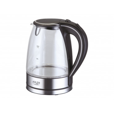 Adler | Kettle | AD 1225 | Standard | 2000 W | 1.7 L | Glass | 360 rotational base | Transparent/Stainless steel