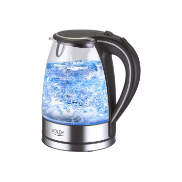 Adler | Kettle | AD 1225 | Standard | 2000 W | 1.7 L | Glass | 360 rotational base | Transparent/Stainless steel