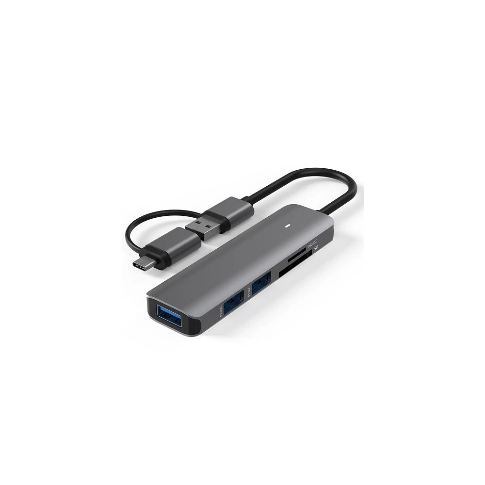Adapteris USB 3.0 - 3 x USB 3.0, SD, TF