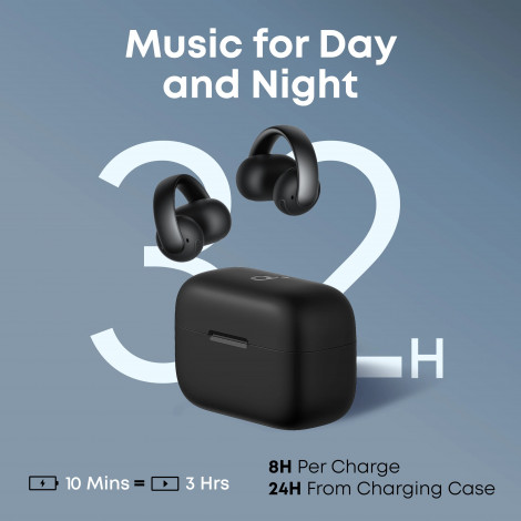 Anker Soundcore Open-Ear Clip-On Earbuds with Adaptive Comfort | AeroClip | Built-in microphone | Bluetooth | Black