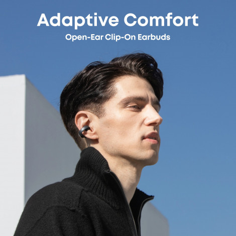 Anker Soundcore Open-Ear Clip-On Earbuds with Adaptive Comfort | AeroClip | Built-in microphone | Bluetooth | Black
