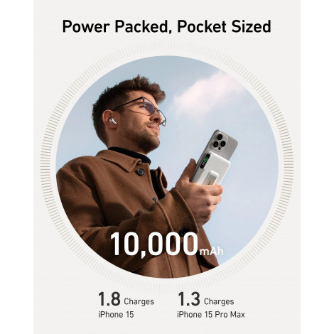 Anker MagGo Power Bank | A1654G21 | 10000 mAh | White