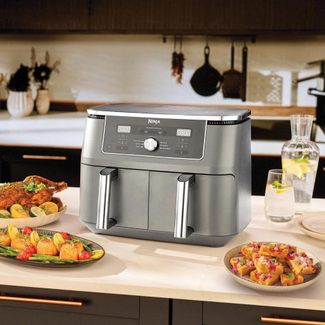 Dual Zone Airfryer | DZ400EU | NINJA Power 2470 W | Capacity 9.5 L | Gunmetal Grey